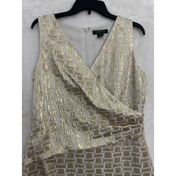 NWT Lauren Ralph Lauren Gold Dress 12 Holiday Party Cocktail - Picture 4 of 10